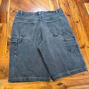 Vintage FUBU Y2K Baggy Dark Wash Charcoal/ Faded Black Carpenter Jorts Size 44
